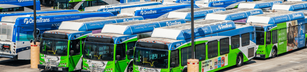 Omnitrans fleet in bus yard