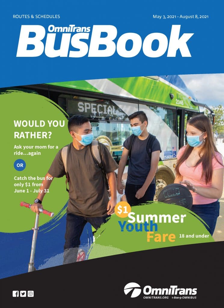 Omnitrans bus book cover featuring teens and bus